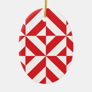 Cherry Red Geometric Deko Cube Pattern Keramik Ornament