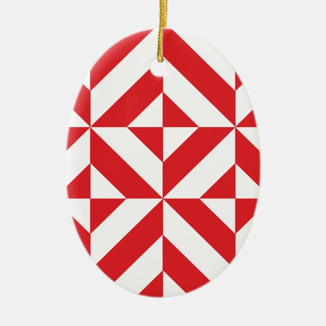 Cherry Red Geometric Deko Cube Pattern Keramik Ornament (Vorne)