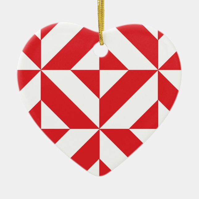 Cherry Red Geometric Deko Cube Pattern Keramikornament (Vorne)