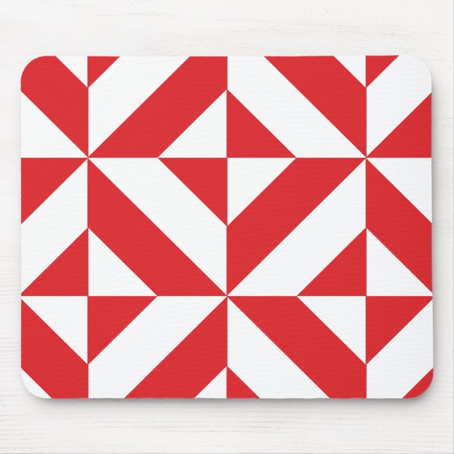 Cherry Red Geometric Deko Cube Pattern Mousepad (Vorne)