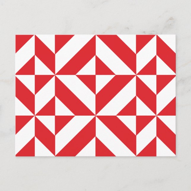 Cherry Red Geometric Deko Cube Pattern Postkarte (Vorderseite)
