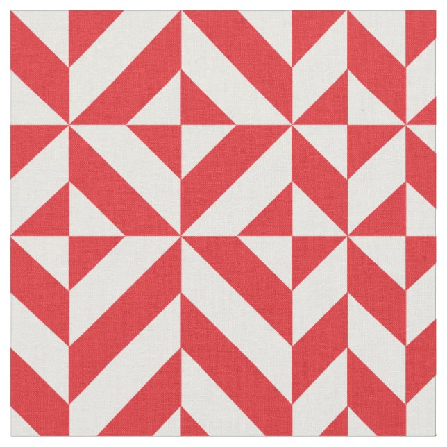 Cherry Red Geometric Deko Cube Pattern Stoff (Nahaufnahme)