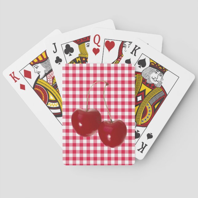 Cherry Red Gingham Spielkarten (Rückseite)