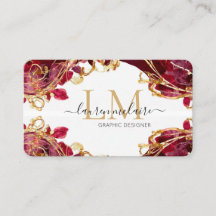 Cherry Red & Gold Monogram Script