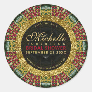 Cherry Red Jewel or Mandala Stickers Étiquettes