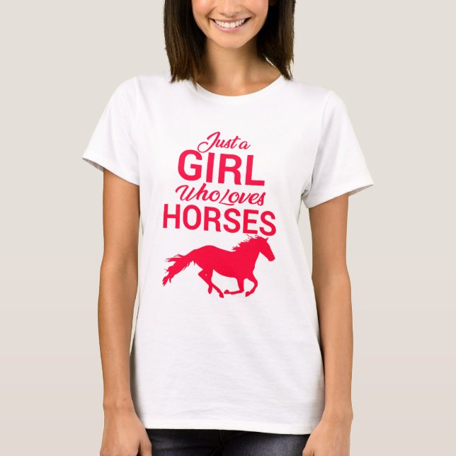 Cherry Red Just a Girl, das Lieben Pferde T - Shir T-Shirt (Vorderseite)