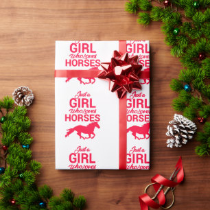 Cherry Red Just a Girl, die Lieben Pferde Geschenkpapier