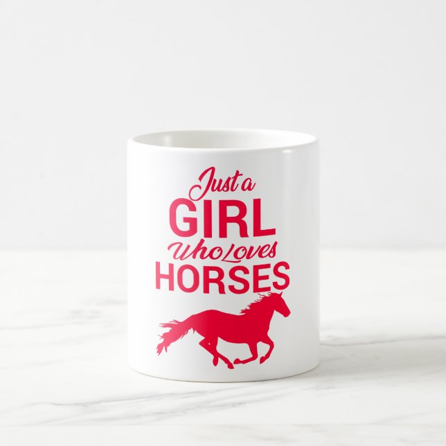 Cherry Red Just a Girl, die Lieben Pferde Kaffeetasse (Mittel)