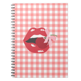 Cherry Red Lips Coquette Notizblock