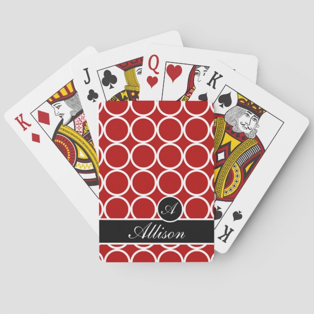 Cherry Red Mit Monogramm Lexi Print Spielkarten (Rückseite)