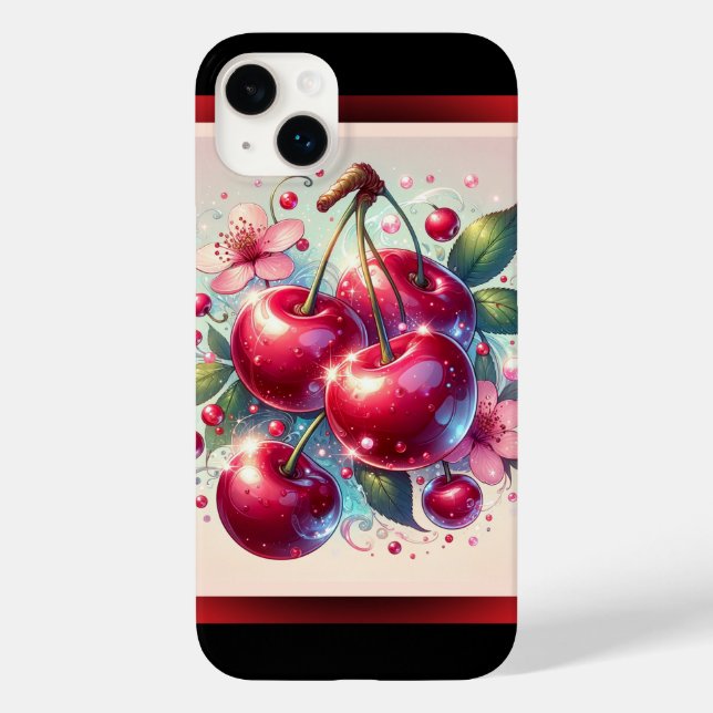 Cherry Red Niedlich Cherries Floral Girly Pink Case-Mate iPhone 14 Plus Hülle (Rückseite)