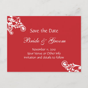 Cherry Red Personalisiert Geblüht Save the Date Ankündigungspostkarte
