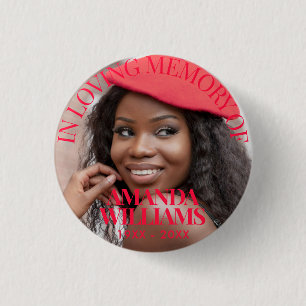 Cherry Red   Personalized Photo Memorial Button