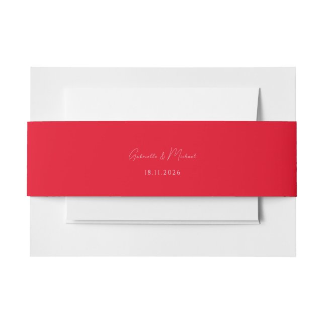 Cherry Red Simple Elegante Chic Wedding Einladungsbanderole (Vorderseite Beispiel)