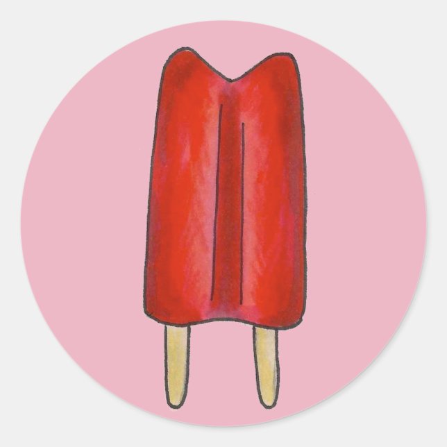 Cherry Red Twin Pop Popsicles Ice Lolly Popsicles Runder Aufkleber (Vorderseite)