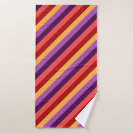 Cherry Red Violet Stripes Badetuch Badehandtuch