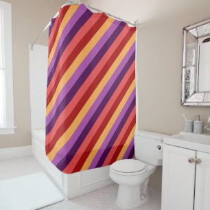 Cherry Red Violet Stripes Duschvorhang