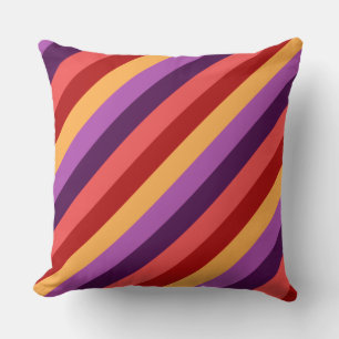 Cherry Red Violet Stripes Grand oreiller à lancer