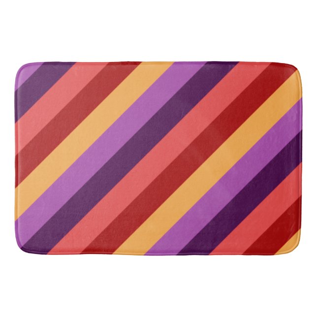Cherry Red Violet Stripes Large Bath Mat Badematte (Vorderseite)