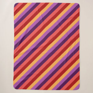 Cherry Red Violet Stripes Large Sherpa Blanket Sherpadecke