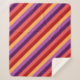 Cherry Red Violet Stripes Medium Sherpa Blankon Sherpadecke