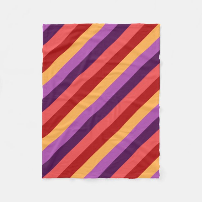 Cherry Red Violet Stripes Small Fleece Blankon (Vorderseite)