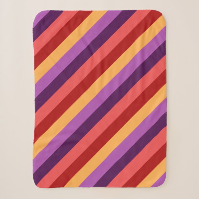 Cherry Red Violet Stripes Small Sherpa Blanket Sherpadecke (Vorderseite)