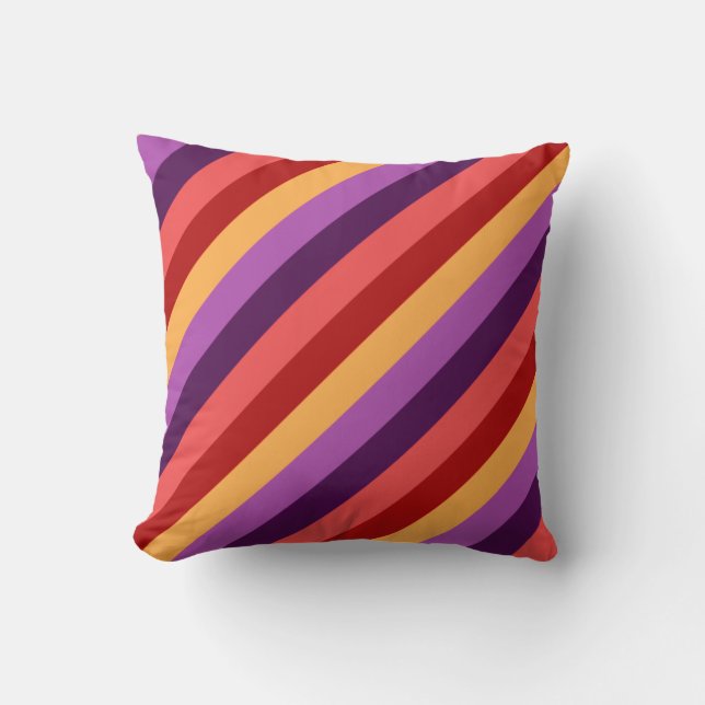 Cherry Red Violet Stripes Throw Kissen (Vorderseite)