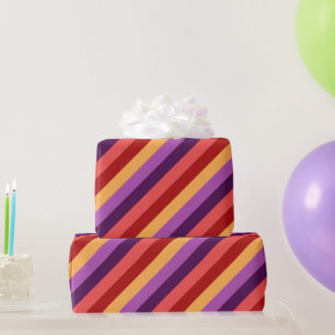 Cherry Red Violet Stripes Wrapping Paper Geschenkpapier