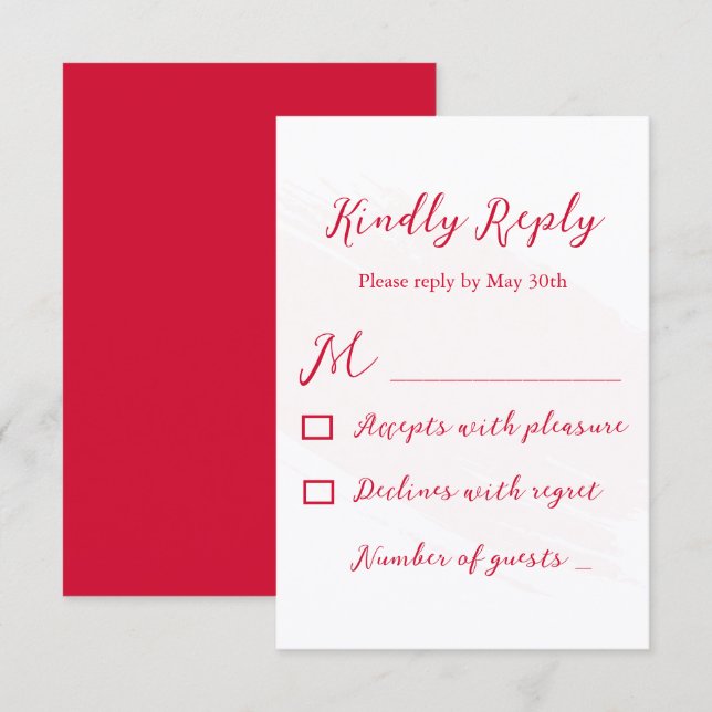 Cherry Red Wedding RSVP Karte (Vorne/Hinten)