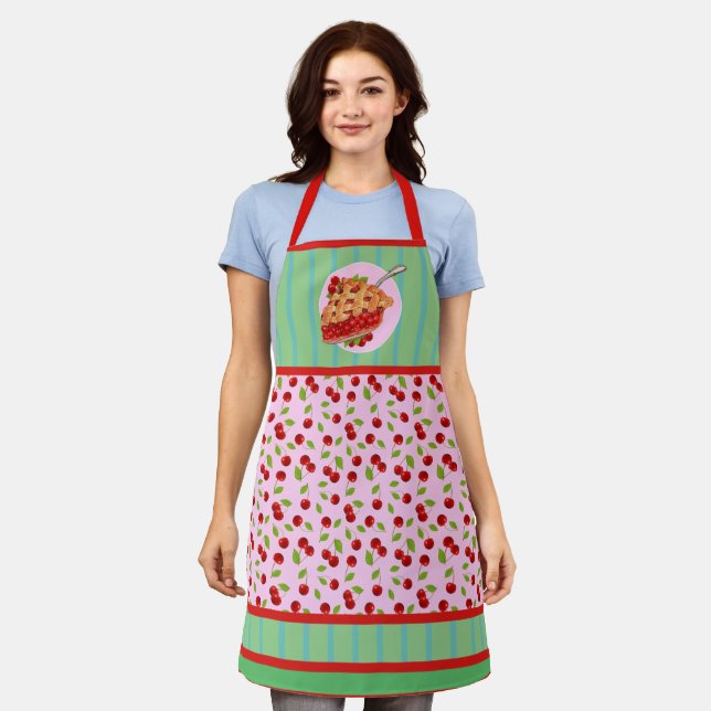 Cherry Retro Pink Schürze (Getragen)