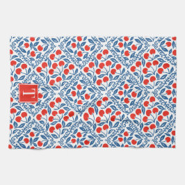 Cherry Rustic Farmhouse French Country Monogram Geschirrtuch