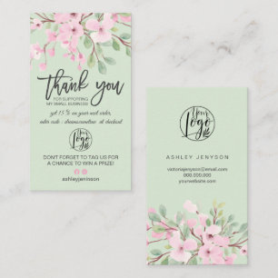 Cherry sakura pink florale Logo, um danke Visitenkarte