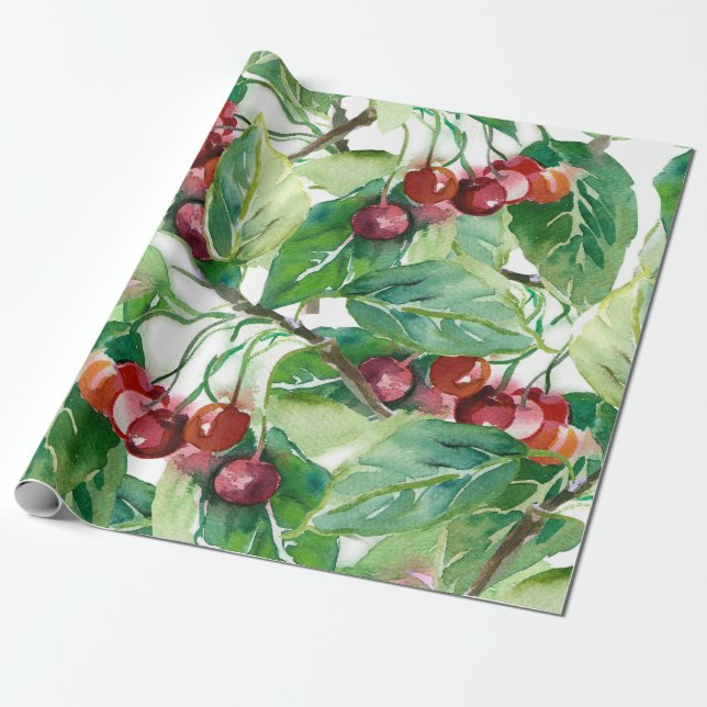 Cherry Seamless Pattern Geschenkpapier (Ungerollt)