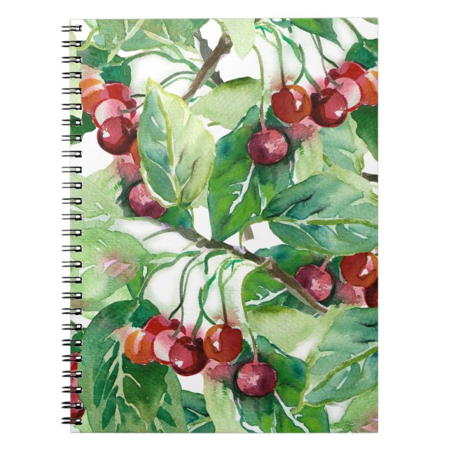 Cherry Seamless Pattern Notizblock (Vorderseite)