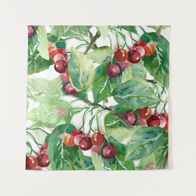 Cherry Seamless Pattern Wandteppich (Vorderseite)