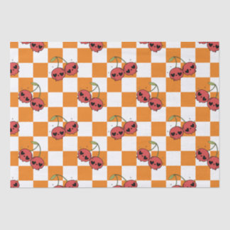 Cherry Skull Checkerboard - Alt ästhetisch Seidenpapier