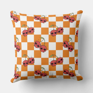 Cherry Skull Checkerboard - Niedliche Kawaii Vibes Kissen