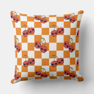 Cherry Skull Checkerboard - Niedliche Kawaii Vibes Kissen