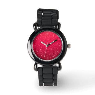 Cherry Soda mit winzigen Bläschen Hintergrundkunst Armbanduhr