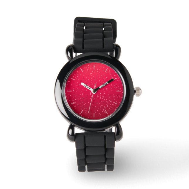 Cherry Soda mit winzigen Bläschen Hintergrundkunst Armbanduhr (Vorderseite)