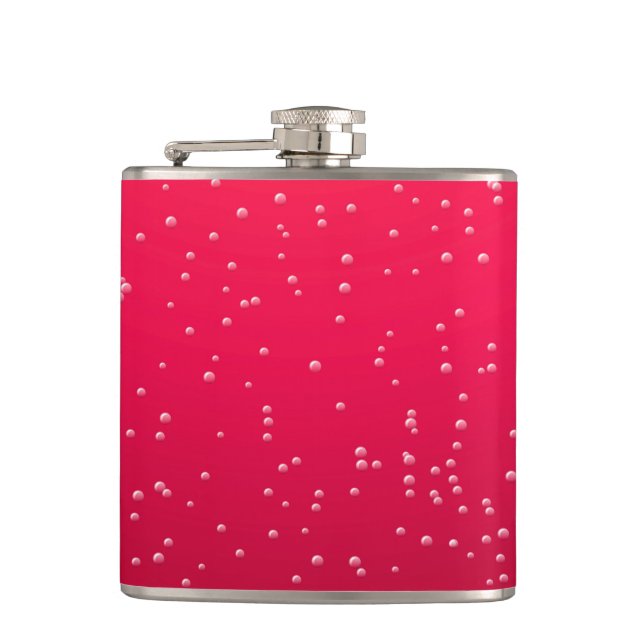 Cherry Soda mit winzigen Bläschen Hintergrundkunst Flachmann (Vorderseite)