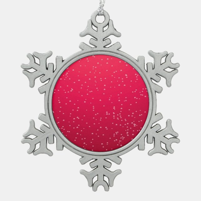 Cherry Soda mit winzigen Bläschen Hintergrundkunst Schneeflocken Zinn-Ornament (Vorderseite)