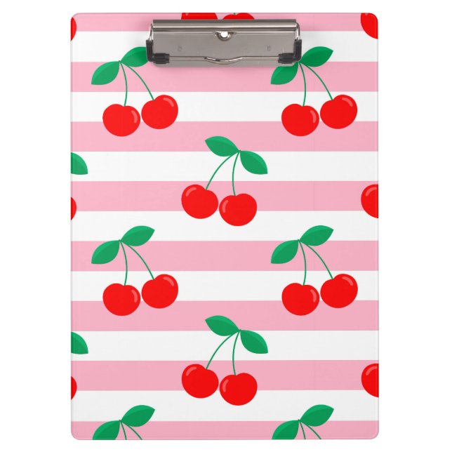 Cherry Stripe Muster - Retro Fruit Gift & Decke Klemmbrett (Vorderseite)