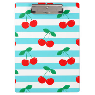 Cherry Stripe Muster - Retro Fruit Gift & Decke Klemmbrett