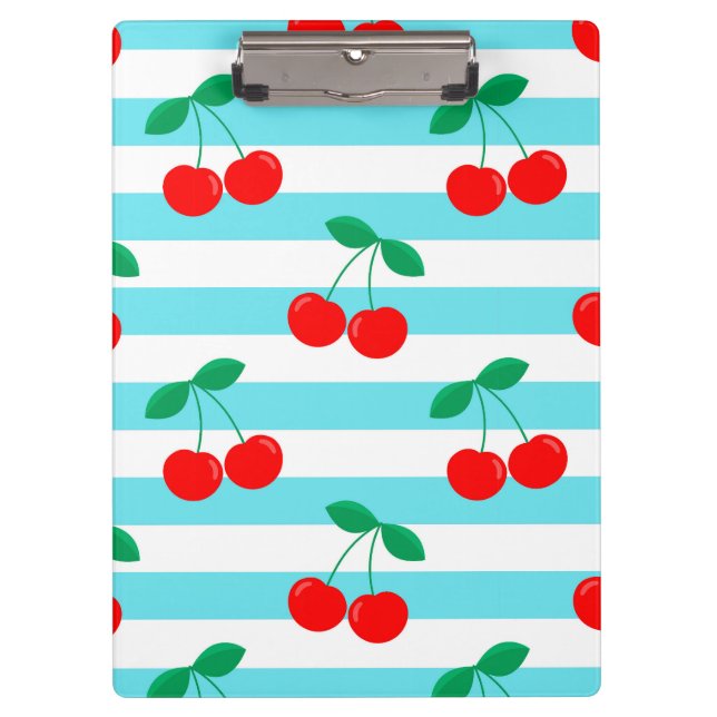 Cherry Stripe Muster - Retro Fruit Gift & Decke Klemmbrett (Vorderseite)