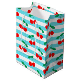 Cherry Stripe Muster - Retro Fruit Gift & Decke Mittlere Geschenktüte