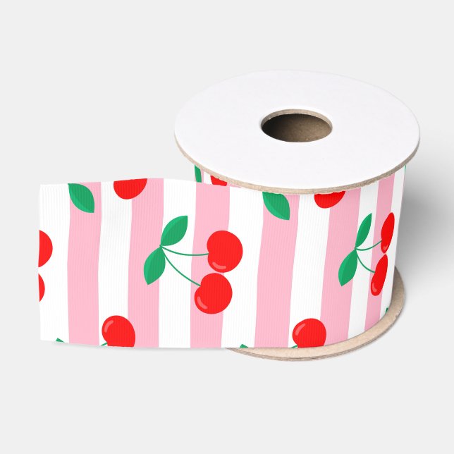 Cherry Stripe Muster - Retro Fruit Gift & Decke Ripsband (Spule)