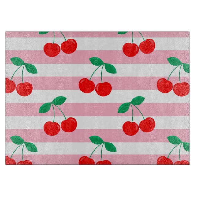 Cherry Stripe Muster - Retro Fruit Gift & Decke Schneidebrett (Vorderseite)