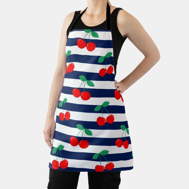 Cherry Stripe Muster - Retro Fruit Gift & Decke Schürze (InSitu)